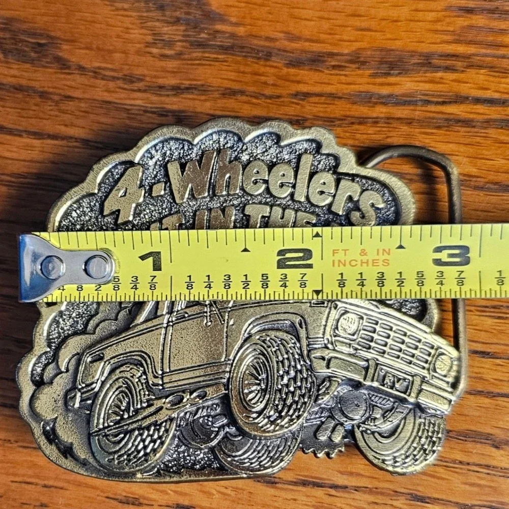 Great American Buckle Co 1980 4-Wheelers Do It In The Dust Brass Belt Buckle 404